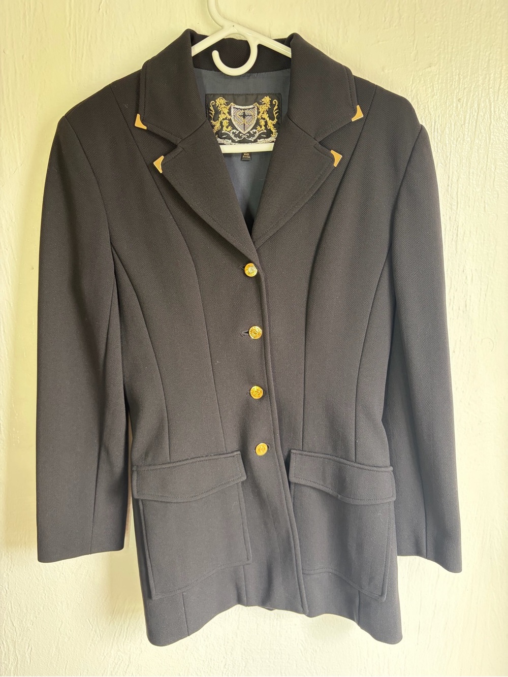 St. John Black Blazer with Gold Trim and Buttons